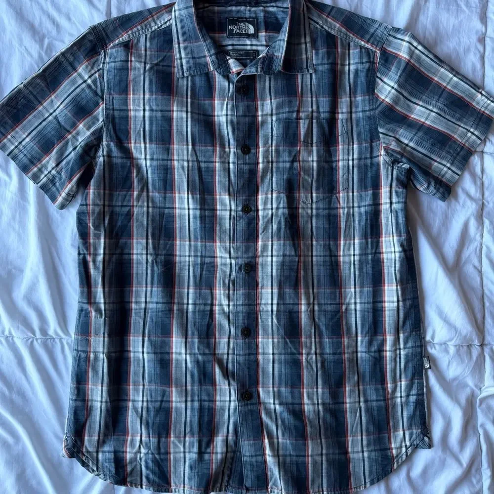 The North Face Navy and White Plaid Shirt M